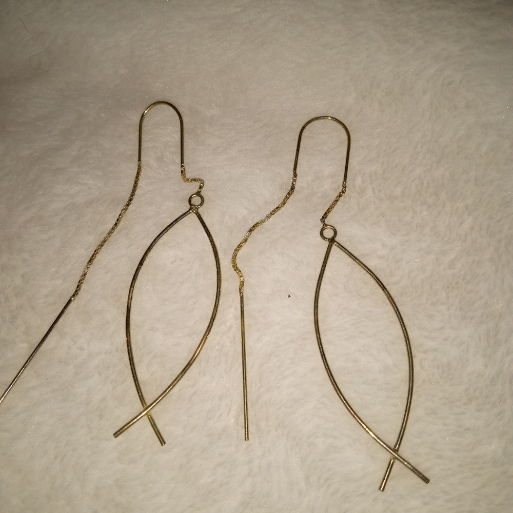 Sterling silver fish dangle earrings